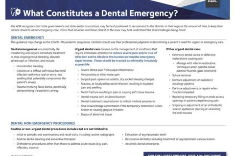 Constitutes a Dental Emergency note